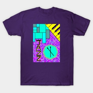 Halftone Retro Jazz Drum and Keyboard T-Shirt